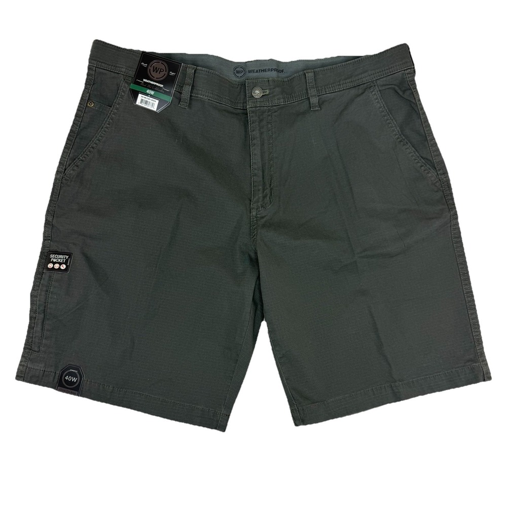 NEW Weatherproof Men's‎ Utility Shorts Sz 40 Green Ripstop Stretch NWT MSRP $55